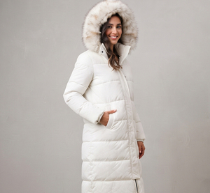 Veste longue matelassée pour femme avec capuche en fourrure, manteau d'hiver épais coupe-vent à manches longues et fermeture éclair, doudoune longue - Product Image 4