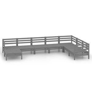Ensemble de salon de jardin modulaire en bois de pin massif gris, 8 pièces - Product Image 2