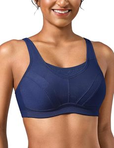 Women's High Support Racerback Sports <b>Bra</b> Scoop Neck Breathable Seamless Solid <b>Blue</b> Fitness Athletic Wear - Product Image 4