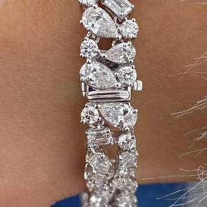 Pulsera de tenis de moissanita con formas mixtas, efecto diamante brillante, oro blanco, joyería de lujo llamativa para mujer - Product Image 3
