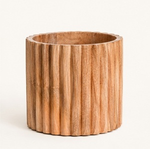Jardinière en bois de manguier écologique, pot de fleurs moderne pour jardin intérieur et décoration de bureau à domicile, pots en bois personnalisables en gros - Product Image 3