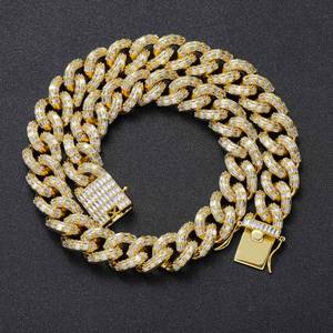 Full <b>Iced</b> <b>Out</b> Cross Diamond Bezel Setting 14K Gold <b>Chain</b> Necklace for Weddings Parties Premium Gift Giving Available for Price - Product Image 5