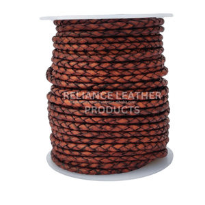 4mm Antique Dark Brown Matt Bolo Braided Leather Cord 5mm Premium Leather Cord for Bracelets, Charms, & <b>DIY</b> <b>Kits</b> - Product Image 2