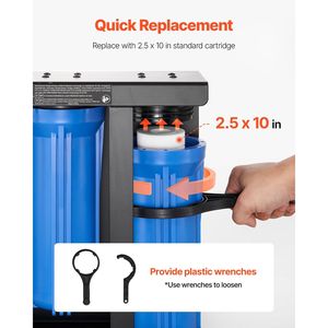 Sistema di filtrazione dell'acqua a 3 cartucce per camper, filtro per acqua da esterno per rimuovere sedimenti, cloro, cattivi gusti, odori e zanzare - Product Image 6