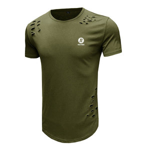 Camiseta de Verano para Hombre, Manga Corta, Estilo Desgastado, 100% Algodón, Color Personalizado, Transpirable, Diseño Moderno - Product Image 1