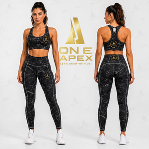 Ensemble de yoga pour femmes en marbre noir, leggings taille haute, soutien-gorge de sport dos nageur, ensemble de vêtements de sport fitness - Product Image 2