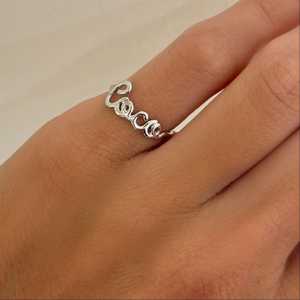 Anillos Apilables con Letras Personalizadas, Nombre en Escritura Personalizada, Joyería Fina Minimalista de Lujo para Uso Diario, Oro Sólido de 14k y 18k, Precio de Fábrica - Product Image 2