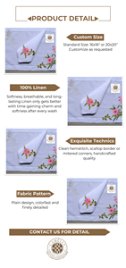 Funda de plato de lino fino con bordado floral y fénix blanco, que aporta una elegancia graciosa y un toque artístico atemporal a las mesas. - Product Image 3