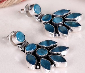 Pendientes de Plata Oxidada con Baño de Latón y Ónix, Estilo Bohemio, Venta al por Mayor, Joyería Hecha a Mano para Mujer, Rajasthan - Product Image 6