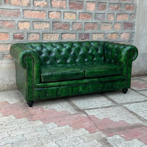 Contemporary Brown Chesterfield Leather <b>Sofa</b> Luxury Two Seat Button Tufted Upholstery Rolled Arms Classic <b>Wood</b> <b>Frame</b> - Product Image 1