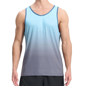 Custom Logo <b>Men's</b> Performance Tank Tops Fade Print Breathable Athletic Wear <b>Singlet</b> Wholesale Sports Clothing Factory Tank Tops - Product Image 4