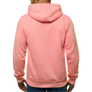 <b>Men's</b> <b>Pink</b> Hooded <b>Sweatshirt</b> Regular Fit Fleece Casual Pullover With Pocket Autumn Wear - Product Image 2