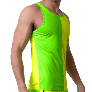 Camiseta sin mangas de nuevo diseño, talla grande, estampada, bicolor, para hombre, estilo urbano, tela de algodón, para gimnasio, uso diario, personalizable - Product Image 5