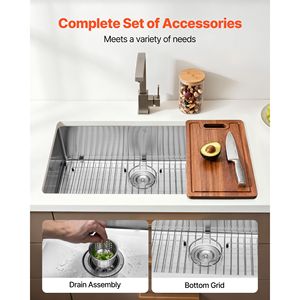 Lavello da cucina sottopiano a vasca singola da 32 pollici in acciaio inossidabile con finitura nano, stile rustico, con un foro - Product Image 4
