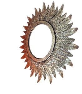 Miroir mural à motif circulaire en laiton antique, style contemporain, design abstrait moderne, décoration murale de mariage - Product Image 4