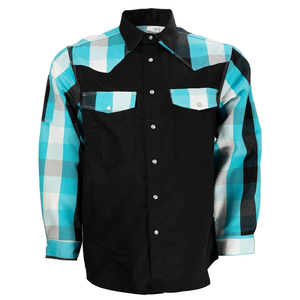 Chemise de travail unisexe à manches longues, ignifuge NFPA 2112, en spandex haute visibilité, certifiée EEC, antistatique, FRC, avec boutons pression perlés, pour le soudage - Product Image 1