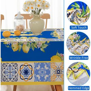Tovaglia Rettangolare Estiva Antimacchia Limone, Antipiega e Resistente alle Macchie per Uso Quotidiano in Cucina e Sala da Pranzo - Product Image 3