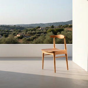 Silla de comedor para exteriores Phia Premium, hecha de madera de teca maciza, muebles elegantes para patio, estilo moderno minimalista. - Product Image 1
