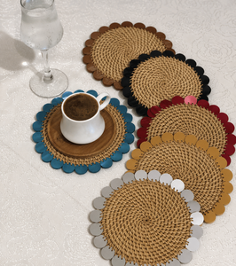 Artisan Hand Wicker Coaster For Home Hotel Restaurant Trendy Cane Dinning Coffee <b>Table</b> Mat For Tabletop decorative Accessory - Product Image 6