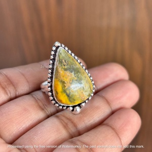 Classic Assorted New 925 Sterling Silver Original Bumble <b>bee</b> Jasper Ring Pear Shape Wholesale Designer Ring Factory Price Ring - Product Image 3