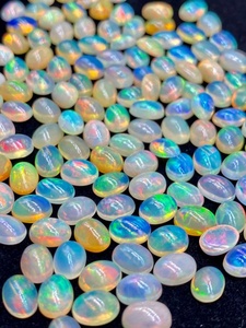 Opale d'Éthiopie naturelle, cabochon ovale, lot de 12x10 mm, teintes blanc, bleu feu, vert, jaune, certifiée par un tiers, polie, pour bijoux - Product Image 2