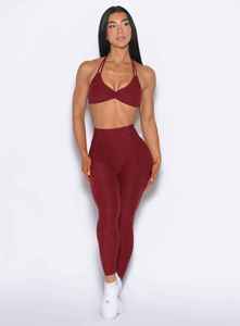 Leggings tricotés sans couture taille haute longueur intégrale couleur unie extensibles respirants pour femme avec poche invisible – Vêtements de sport fins - Product Image 2