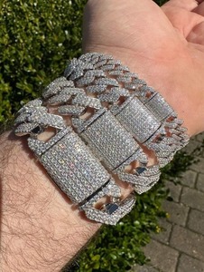 Bracelet chaîne en argent 925 pour homme, style hip-hop géométrique, micro-incrustation de diamants ronds taille brillant, pour usage quotidien - Product Image 5