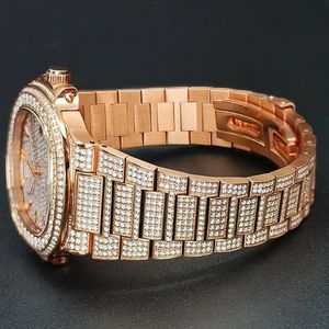 Reloj de Lujo Estilo Hip Hop, de Acero Inoxidable, Movimiento Automático, con Incrustaciones de Moissanita y Diamantes, Esfera con Indicadores y Cristal de Zafiro - Product Image 3