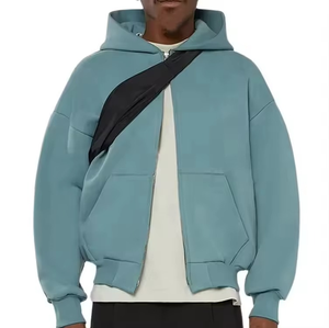 เสื้อฮู้ดซิปแบบเรียบคุณภาพสูงขายส่ง ปรับแต่งได้ตามต้องการ สตรีทแวร์ โลโก้สั่งทำ เสื้อฮู้ดผู้ชาย - Product Image 2