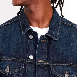 Men's Dark Blue <b>Denim</b> Jacket Turn-down Collar Regular Fit Casual Style Single Breasted Cotton <b>Material</b> Autumn Wear - Product Image 5