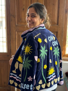 <b>Women</b> <b>Velvet</b> Bomber Jacket Floral Embroidery Stand Collar Full Sleeve Spring Style Adult Size Palm Tree Suzani <b>Coat</b> Wholesale - Product Image 2