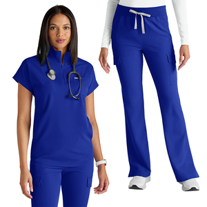 Uniformes de Enfermería Modernos al por Mayor, Traje de Enfermera de Manga Corta Elástico, Uniformes Médicos Personalizados para Mujeres - Product Image 6