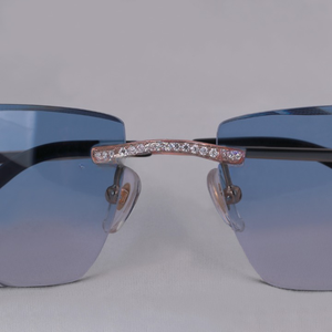 Lunettes de soleil rectangulaires sans monture, verres bleus dégradés, protection UV 100%, unisexe, protection solaire pour adultes - Product Image 3