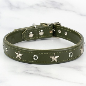 Top Supplier Wholesaler Manufacturer India's Exclusive Genuine Handmade Leather Dog Collar Solid Crystal Stars Rivet <b>Studs</b> - Product Image 3