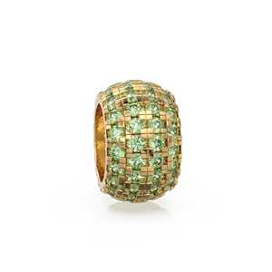 Rondelles de Peridoto de Oro Italiano Sólido de 14K, Grandes, Redondas, con Engaste Pavé, Separador de Olivino - Product Image 1