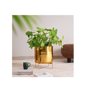 Pot de fleurs décoratif en laiton, pot de fleurs d'intérieur pour bureau, pot de fleurs en laiton de haute qualité, forme ronde, pot suspendu en laiton à prix avantageux - Product Image 1