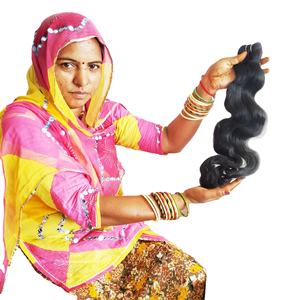 Vente en gros 100% extensions de cheveux indiens bruts à double trame pour machine Remy à cuticules alignées de couleur noire naturelle - Product Image 2