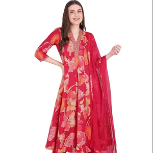 SAZU <b>Women</b> Floral <b>Kurta</b> Set with Dupatta Stylish Red <b>Kurta</b> Set Printed <b>Women</b> <b>Kurta</b> Set for Festive & Casual Wear Ethnic Wear - Product Image 1