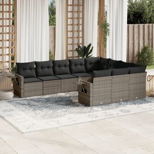 Ensemble de canapés de jardin en rotin gris foncé 8 places, mobilier d'extérieur au design contemporain, résistant aux intempéries - Product Image 3