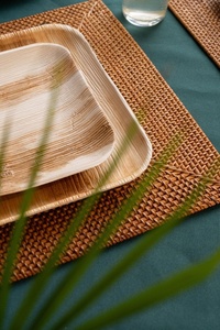 Areca Palm Leaf <b>Disposable</b> Serving <b>Plates</b> 7 Inches Square Eco Friendly Dinnerware for Parties Pack of 25 Pieces for Starters Use - Product Image 1