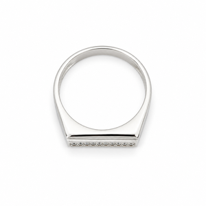 925 Sterling <b>Silver</b> Geometric Micro Pave Cubic Zirconia Signet <b>Ring</b> <b>for</b> <b>Men</b> Wedding Party High Polish Finish - Product Image 5