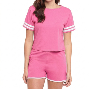 Conjuntos de Blusa y Pantalones Cortos de Verano para Mujer, al por Mayor, con Logotipo Personalizado, de Alta Calidad, Estilo Casual, Talla XL, Sólidos, de 2 Piezas - Product Image 5