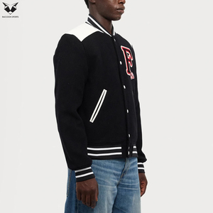 OEM Luxury Real Leather Sleeve Varsity Jacket Men’s Heavyweight Wool Baseball Jacket Custom Chenille Patch Letterman Coat - Product Image 2