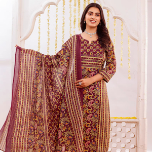 Ensemble de vêtements festifs en coton de qualité supérieure – Kurti Aline confortable avec poche et dupatta – Toutes les tailles M à 3XL - Product Image 1