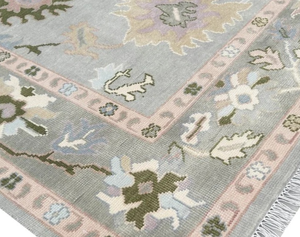 Alfombra Persa Oushak de Lana Anudada a Mano de Primera Calidad |   Alfombra Moderna de Color Gris Marrón Pastel con Diseño Floral, Hecha a Mano, Apta para Mascotas, Antideslizante, 1 Pieza - Product Image 6