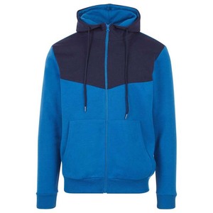 Survêtement pour homme bleu à blocs de couleur, fermeture éclair intégrale, à capuche, coupe décontractée, en polyester et coton, pour l'automne, avec poches latérales - Product Image 2