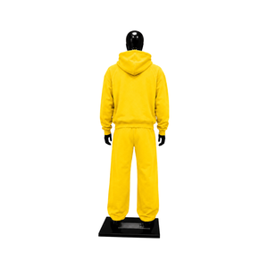 Ensemble de survêtement jaune oversize pour homme, streetwear personnalisé, sweat-shirt à capuche et pantalon large à boutons-pression, vente en gros de vêtements de sport - Product Image 2