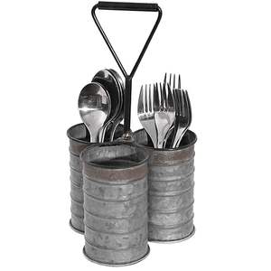 Organisateur élégant pour couverts en cuivre martelé, support métallique pour ustensiles avec poignée, pour comptoir de cuisine et rangement de salle à manger - Product Image 3