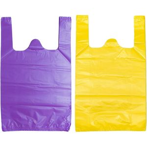 Sacchetti di Plastica Ispirati alle T-Shirt con Manici 12x20 Pollici, Confezione Multipla per Ristoranti e Attività Commerciali - Product Image 1