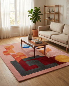 Carpet for Living Room Handmade Abstract Geometric Hand Tufted New Zealand Wool Cut Pile Area Rug Custom Modern Design - Product Image 2